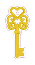 Load image into Gallery viewer, Key To My Heart bag tag set (bagtag and charm included) machine embroidery design DIGITAL DOWNLOAD