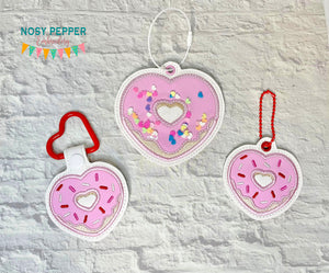 Heart Donut applique snap tab and eyelet fob set Spring 2025 Skill Builder Bundle (shaker, single and multi files included) machine embroidery file DIGITAL DOWNLOAD