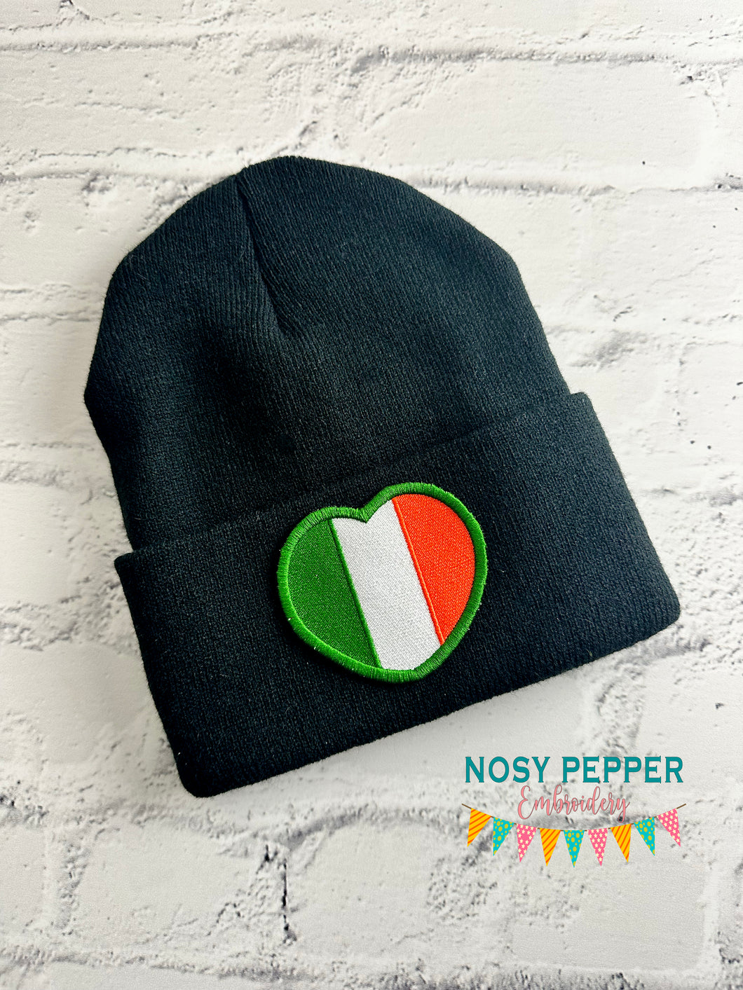 Irish Heart Flag patch (2 sizes included) machine embroidery design DIGITAL DOWNLOAD