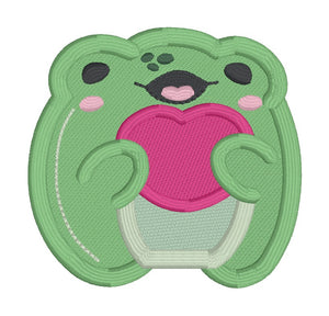 Heart Frog patch (2 sizes included) machine embroidery design DIGITAL DOWNLOAD