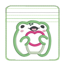 Load image into Gallery viewer, Heart Frog applique ITH Bag March 25 Mystery Bundle embroidery design (5 sizes available) DIGITAL DOWNLOAD