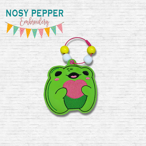 Heart Frog applique MAY 2024 PATREON BUNDLE bookmark/ornament/bag tag machine embroidery design DIGITAL DOWNLOAD