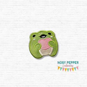 Heart Frog patch (2 sizes included) machine embroidery design DIGITAL DOWNLOAD