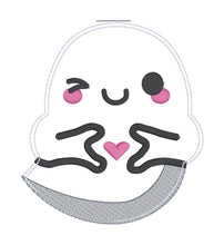 Load image into Gallery viewer, Heart Ghost mini stuffie July &#39;24 Mystery Bundle machine embroidery design DIGITAL DOWNLOAD