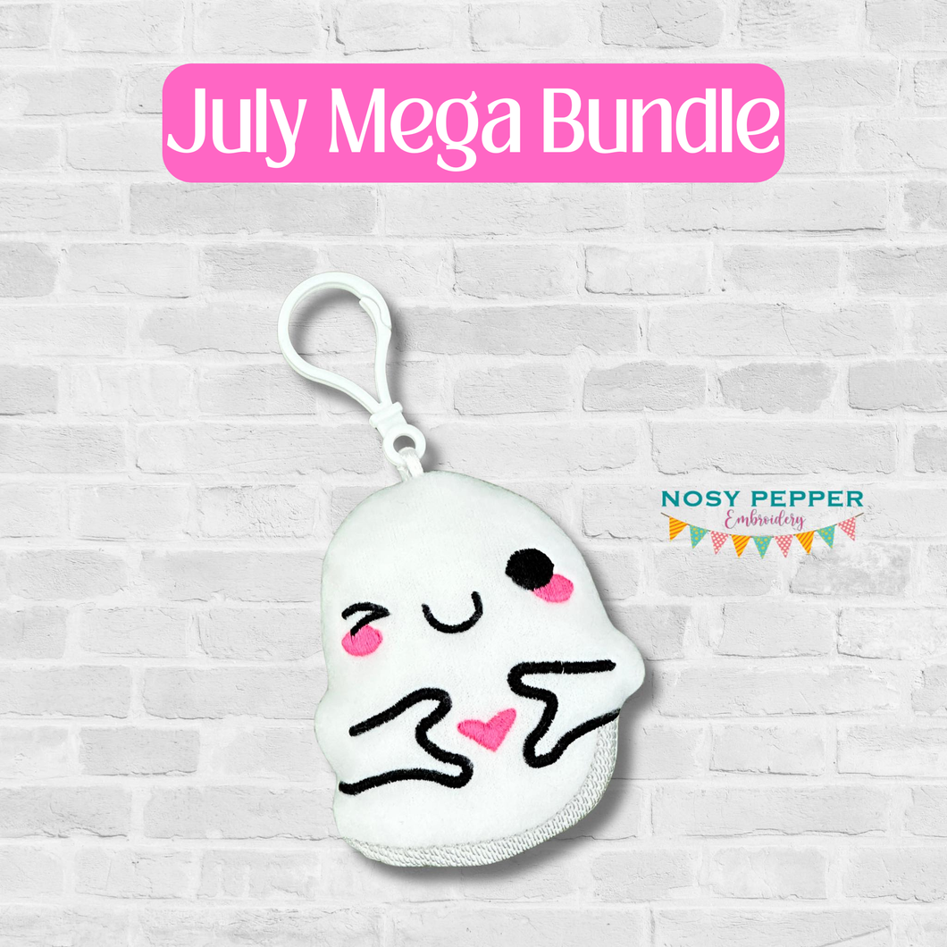 Heart Ghost mini stuffie July '24 Mystery Bundle machine embroidery design DIGITAL DOWNLOAD