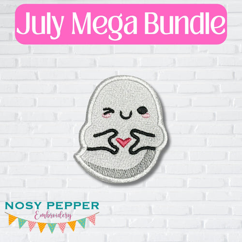 Heart Ghost patch (3 sizes included) machine embroidery design DIGITAL DOWNLOAD