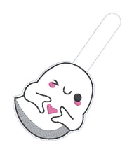 Load image into Gallery viewer, Heart Ghost set machine embroidery file (bookmark/bag tag/ornament, snaptab and eyelet fob included with single and multi files) DIGITAL DOWNLOAD