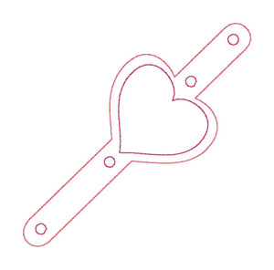 Heart hair tie holder (2 sizes included) machine embroidery design DIGITAL DOWNLOAD