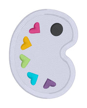 Load image into Gallery viewer, Heart Palette patch (2 sizes included) machine embroidery design DIGITAL DOWNLOAD