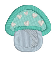 Load image into Gallery viewer, Heart Toadstool patch (3 sizes included) machine embroidery design DIGITAL DOWNLOAD