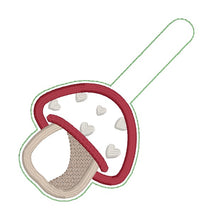 Load image into Gallery viewer, Heart Toadstool applique snap tab and eyelet fob Nov 24 Mystery Bundle (single and multi files included) machine embroidery file DIGITAL DOWNLOAD