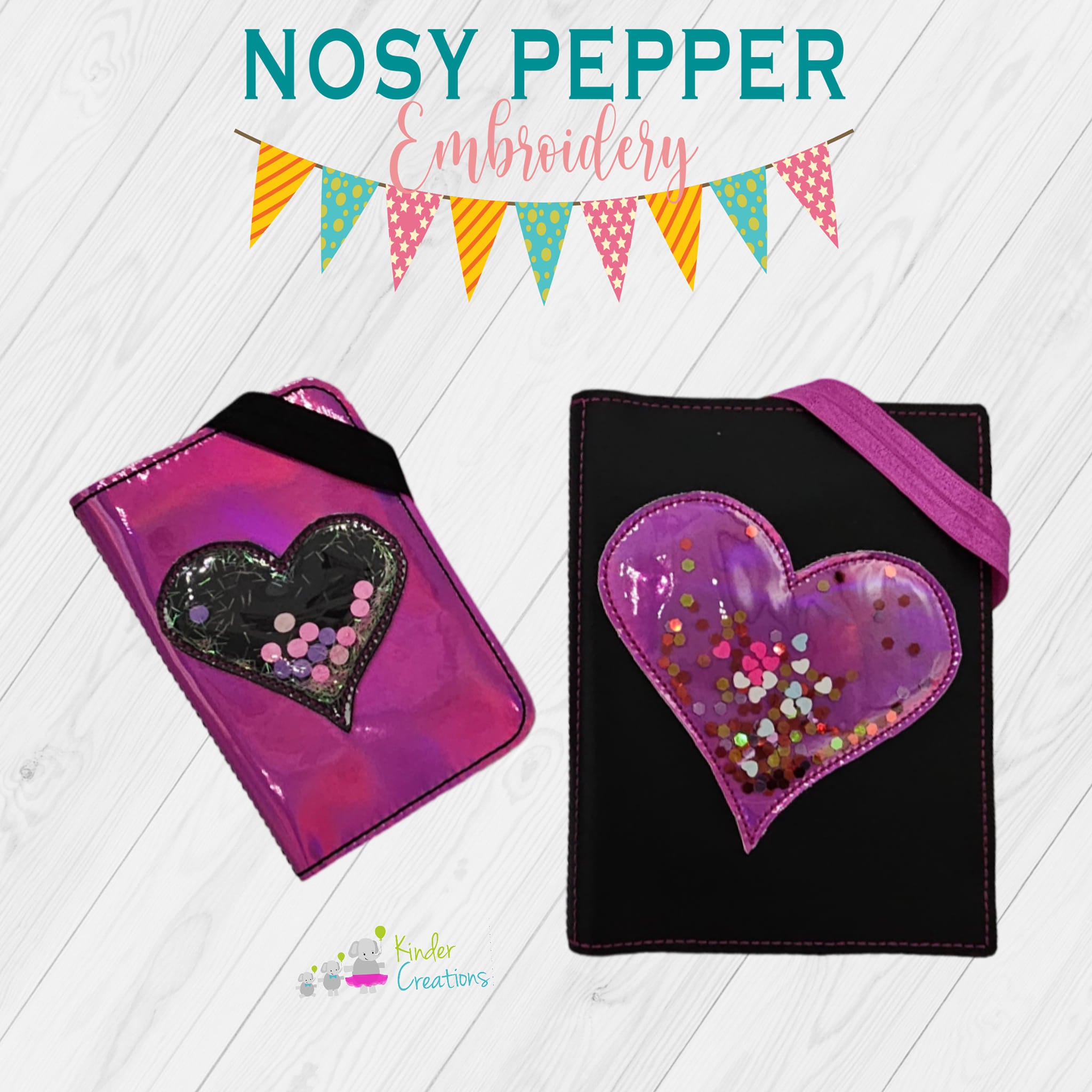 Heart Shaker notebook cover machine embroidery design (2 sizes availab ...