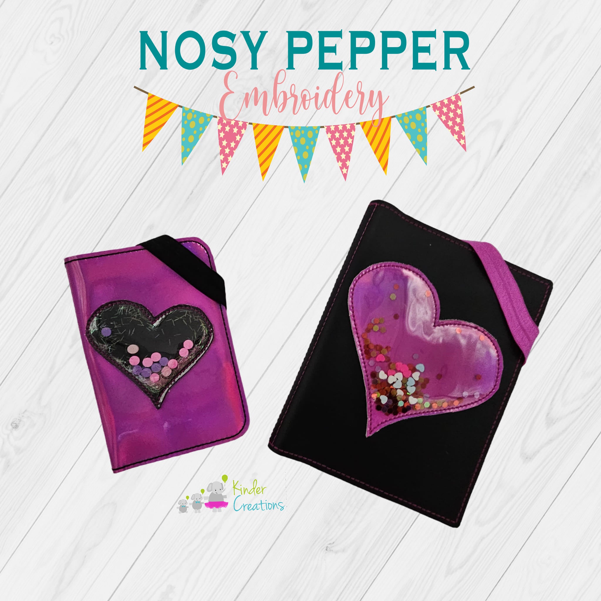 Heart Shaker notebook cover machine embroidery design (2 sizes availab ...