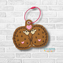 Load image into Gallery viewer, Hedgehog Love bag tag/ornament/bookmark machine embroidery design DIGITAL DOWNLOAD