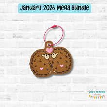 Load image into Gallery viewer, Hedgehog Love bag tag/ornament/bookmark machine embroidery design DIGITAL DOWNLOAD