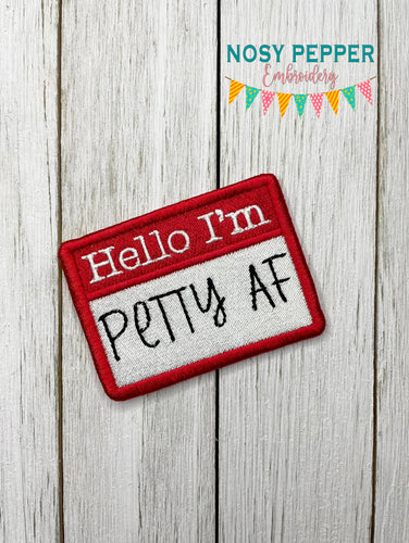 Hello I'm Petty patch (2 sizes included) machine embroidery design DIGITAL DOWNLOAD