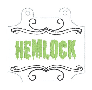 Poison wine tags (set of 4 designs) machine embroidery design DIGITAL DOWNLOAD