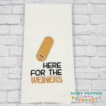 Load image into Gallery viewer, Here For The Weiners applique machine embroidery design (4 sizes included) DIGITAL DOWNLOAD