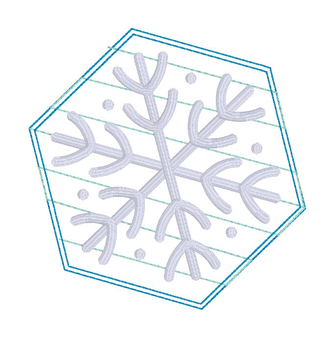 Hexie Snowflake Mug rug envelope style machine embroidery design (6 si ...