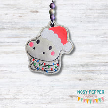 Load image into Gallery viewer, Hippo Lights ornament machine embroidery design DIGITAL DOWNLOAD