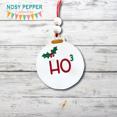 Ho³ ornament/bookmark/bag tag machine embroidery file DIGITAL DOWNLOAD