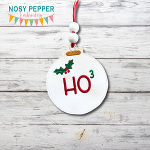 Ho³ ornament/bookmark/bag tag machine embroidery file DIGITAL DOWNLOAD