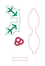 Load image into Gallery viewer, Holly ITH Bow (2 sizes included) machine embroidery design DIGITAL DOWNLOAD