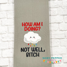 Load image into Gallery viewer, How Am I Doing applique machine embroidery design FEB 24 Mature Mystery Bundle (4 sizes included) DIGITAL DOWNLOAD