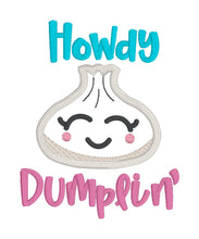 Load image into Gallery viewer, Howdy Dumplin applique machine embroidery design (5 sizes included) July 24 Mystery Bundle DIGITAL DOWNLOAD