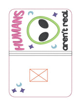 Load image into Gallery viewer, Humans Aren&#39;t Real applique notebook Cover (2 sizes available) machine embroidery design DIGITAL DOWNLOAD