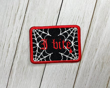 Load image into Gallery viewer, I Bite patch (2 sizes included) machine embroidery design DIGITAL DOWNLOAD