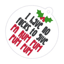 Load image into Gallery viewer, I Have No Fs ornament/bookmark/bag tag machine embroidery design (2 designs included DIGITAL DOWNLOAD