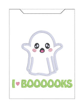 Load image into Gallery viewer, I Heart Boooooks reader sleeve (3 sizes included) machine embroidery design DIGITAL DOWNLOAD