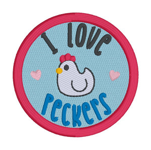 I Love Peckers patch (2 sizes included) machine embroidery design DIGITAL DOWNLOAD