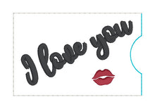 Load image into Gallery viewer, I Love You gift card holder machine embroidery design DIGITAL DOWNLOAD
