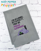 Load image into Gallery viewer, I Say No Worries sketchy machine embroidery design (4 sizes included) DIGITAL DOWNLOAD