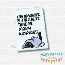 Load image into Gallery viewer, I Say No Worries sketchy machine embroidery design (4 sizes included) DIGITAL DOWNLOAD