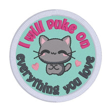 Load image into Gallery viewer, I Will Puke patch (2 sizes included) machine embroidery design DIGITAL DOWNLOAD
