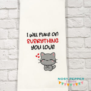 I Will Puke sketchy machine embroidery design (4 sizes included) DIGITAL DOWNLOAD