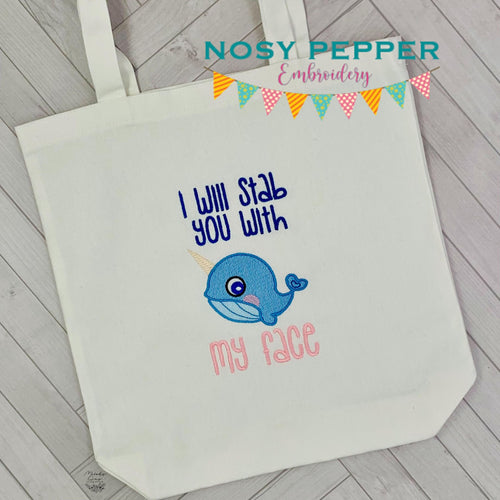 I Will Stab You With My Face machine embroidery design (4 sizes included) DIGITAL DOWNLOAD