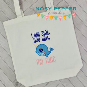 I Will Stab You With My Face machine embroidery design (4 sizes included) DIGITAL DOWNLOAD