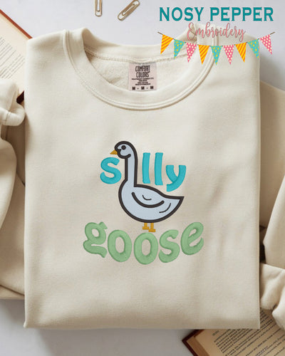 Silly Goose applique machine embroidery design (5 sizes included) DIGITAL DOWNLOAD