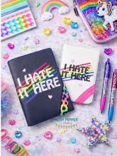 Load image into Gallery viewer, I Hate It Here notebook cover 2 sizes available machine embroidery design DIGITAL DOWNLOAD