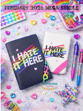 Load image into Gallery viewer, I Hate It Here notebook cover 2 sizes available machine embroidery design DIGITAL DOWNLOAD
