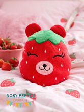 Load image into Gallery viewer, Strawberry Bear stuffie (5 sizes included) JANUARY '26 MB machine embroidery design DIGITAL DOWNLOAD