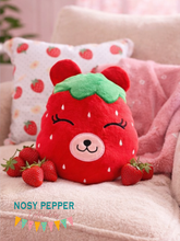 Load image into Gallery viewer, Strawberry Bear stuffie (5 sizes included) JANUARY '26 MB machine embroidery design DIGITAL DOWNLOAD