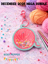 Load image into Gallery viewer, Yarn shaker appliqué bag tag/ornament/bookmark machine embroidery design DIGITAL DOWNLOAD