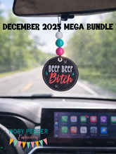 Load image into Gallery viewer, Beep Beep B!tch double sided car tag machine embroidery design DIGITAL DOWNLOAD