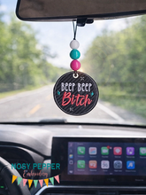 Load image into Gallery viewer, Beep Beep B!tch double sided car tag machine embroidery design DIGITAL DOWNLOAD