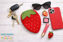 Load image into Gallery viewer, Strawberry Bag Essentials ITH Bag (4 sizes available)— July 25 MB—machine embroidery design DIGITAL DOWNLOAD